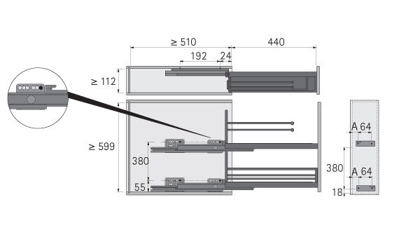 2892.jpg - Карго 150 мм .Pot-and-pan drawer STYLE (1) хромированное, двухуровневое, Hettich 